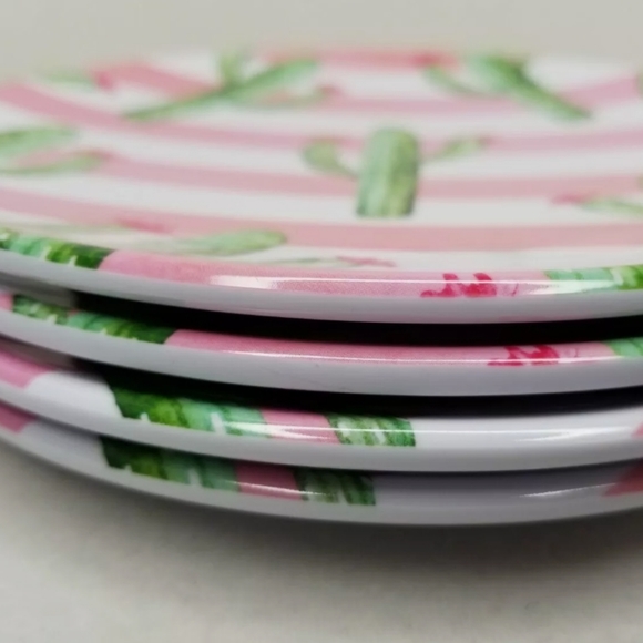 Cactus Desert Plates Appetizer Snack Salad Side Plates Dining Set of 4 Melamine - Picture 2 of 4